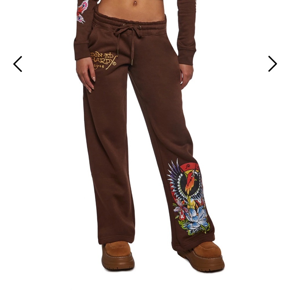 Ed Hardy Women's Brown Graphic Joggers